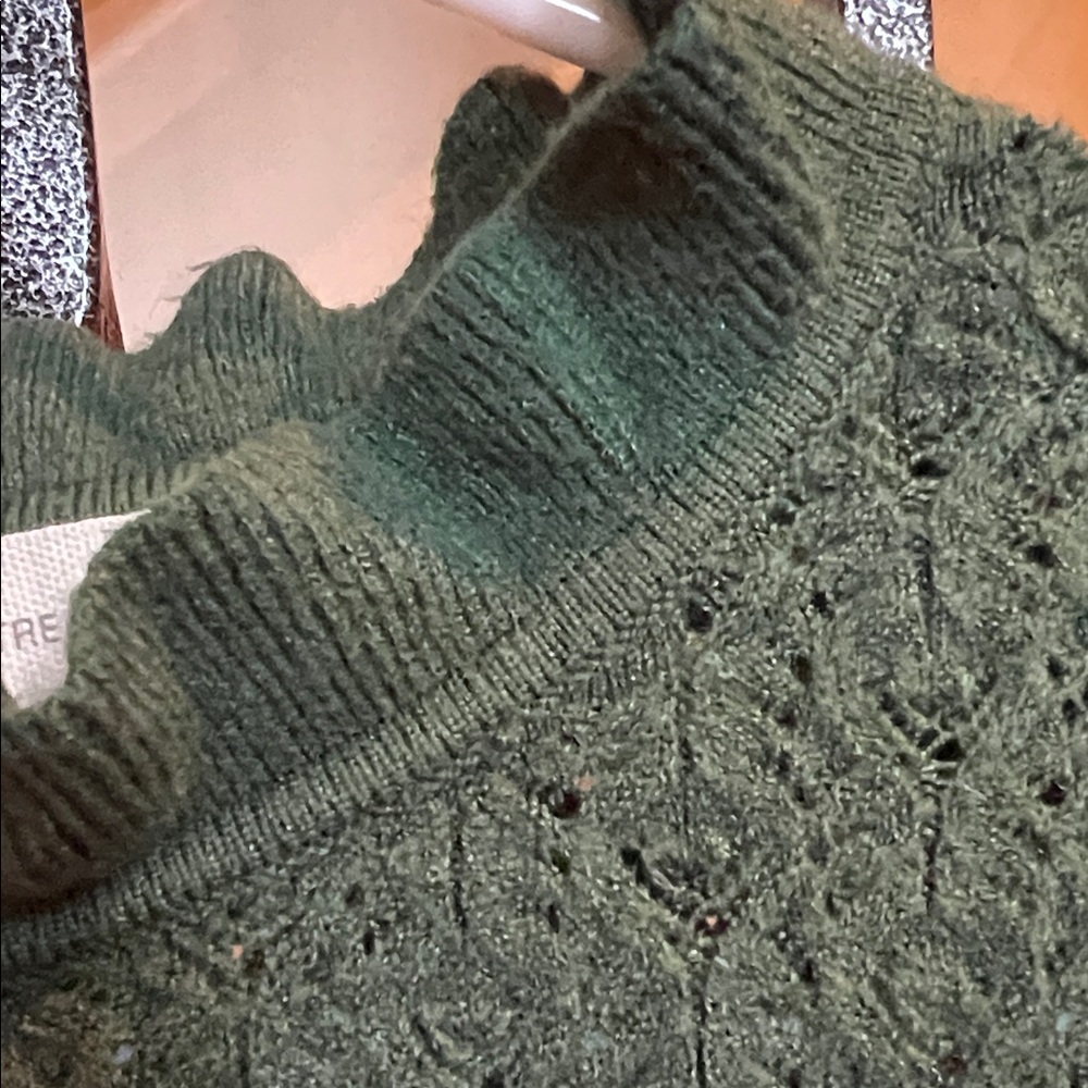 Treasure & Bond Forest Green Ruffled Mock Neck Sweater - Picture 3 of 10